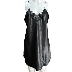 VTG Inner Most Sz S Black Embellished Vneck Chemise Nightie Nightgown Slip Dress